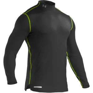 Under Armour Men's Evo Coldgear Fitted Mock Compression Long Sleeve Top - Black/Hyper Green - S - Black/Hyper Green Bild 1