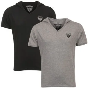 Ringspun Men's 2-Pack Hex Hooded V-Neck T-Shirt - Black/Grey Marl - S - Black/Grey Marl Bild 1