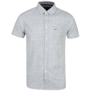 Brave Soul Men's Allegro Short Sleeve Shirt with Flower Print - Cream/Navy - M - Cream/Navy Bild 1