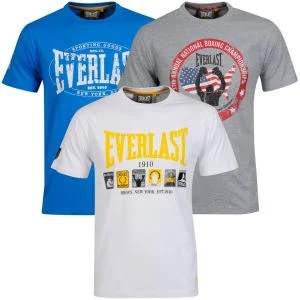 Everlast Men's 3-Pack Graphic T-Shirts - Grey Marl/White/Cobalt - S - Grey/White/Cobalt Bild 1