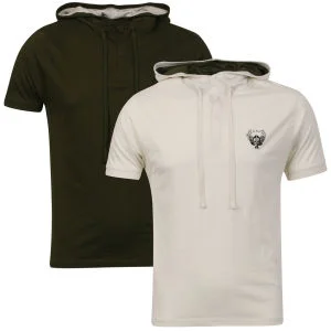 Ringspun Men's 2-Pack Oracle Short Sleeve Hooded T-Shirt - Off White/Khaki - S Bild 1