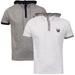 Ringspun Men's 2-Pack Oracle Short Sleeve Hooded T-Shirt - White/Grey Marl - S - White/Grey Marl Bild 1