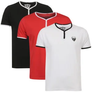 Ringspun Men's 3-Pack Blade Grandad T-Shirts - Red/White/Black - S - Red/White/Black Bild 1