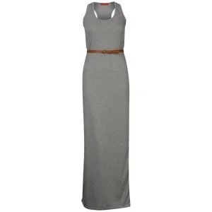 Influence Women's Racer Back Maxi Dress with Belt - Grey Marl - S-M - Grau meliert Bild 1