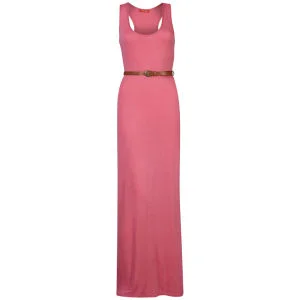 Influence Women's Racer Back Maxi Dress with Belt - Coral - S-M - Korallenfarben Bild 1