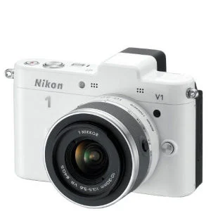 Nikon 1 V1 Compact System Camera with 10-30mm Lens Kit - White (10.1MP) 3 Inch LCD Bild 1