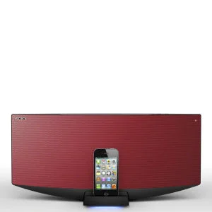 Sony All-In-One Bluetooth Audio System with Dock for iPhone, iPod and iPad - Red Bild 1