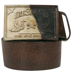 Diesel Balthasar vintage look Leather plaque belt - M - Tan Bild 1