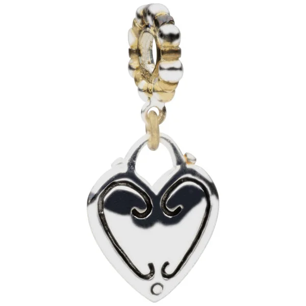 Amadora Two Toned Beaded Stone And Heart Charm - Eine Größe - Silber Bild 1