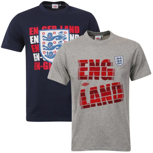 Umbro Herren England 2er-Pack T-Shirts - Navy/Grau - S - Navy/Grey Bild 1