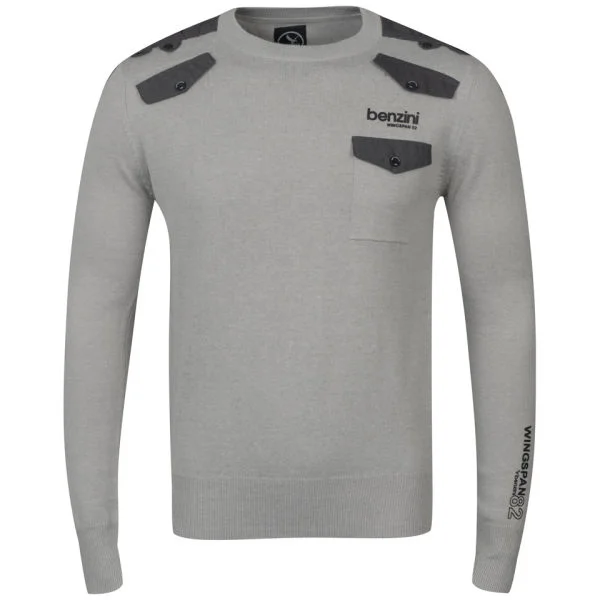 Benzini Men's Button Pocket Detail Knit - Grey Marl - S - Grau meliert Bild 1