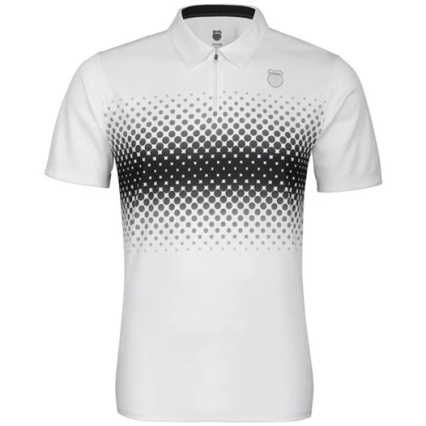K-Swiss Men's Fading Stripe Polo Shirt - White/Black - S - White/Black Bild 1