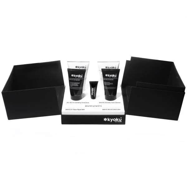 Kyoku for Men Gift Box - Razor Repair Balm, Exfoliating Facial Scrub, Daily Facial Cleanser, Lip Fuel , Oil Control Lotion Bild 1