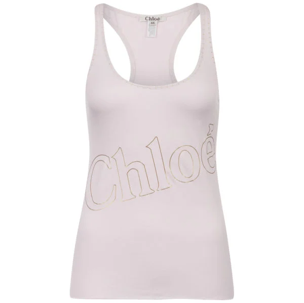 Chloe Women's Gold Lettering Vest - Pink - 10 - Rosa Bild 1