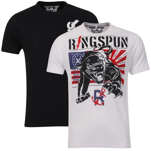 Ringspun Men's Panthers 2-Pack Graphic T-Shirt - White/Black - S - White/Black Bild 1