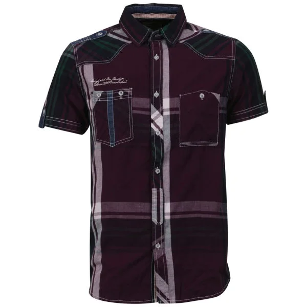 Brave Soul Men's Arcade All Over Check Shirt - Purple/Green/Navy/White - S - Purple/Green/Navy/White Bild 1