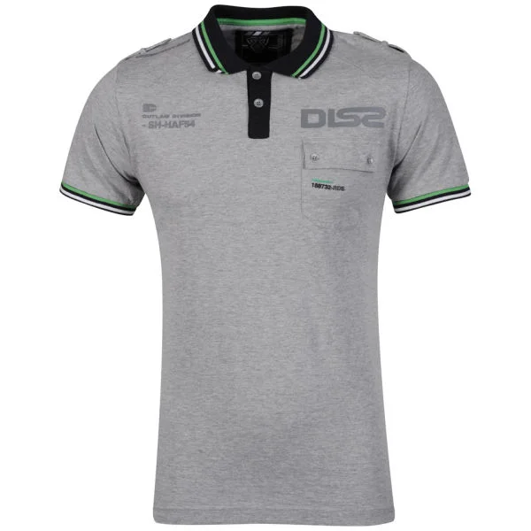 Dissident Men's Contrast Tipped Polo Shirt with Pocket - Light Grey Marl - S - Hellgrau meliert Bild 1