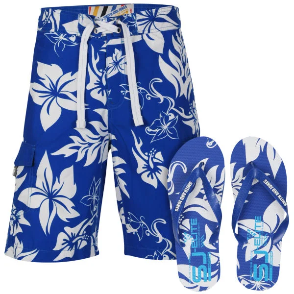Smith & Jones Aniani Men's Swim Shorts and Flip Flops - Blue - S - Blau Bild 1
