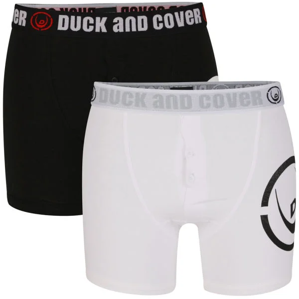 Duck and Cover Men's Logo 2-Pack Boxer - Black/ White - S - Black/ White Bild 1