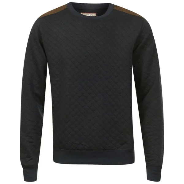 Brave Soul Men's Kedrov Quilted Sweatshirt with Elbow & Shoulder Patches - Navy - S - Marineblau Bild 1