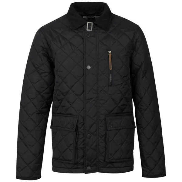 Ringspun Herren Domino Gesteppte Jacke - Schwarz - S - Black Barber Bild 1