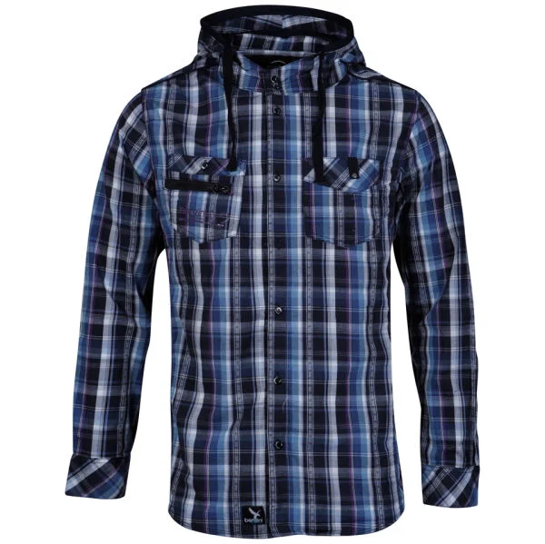 Benzini Men's Abbey Hooded Shirt Blue - S - Blau Bild 1