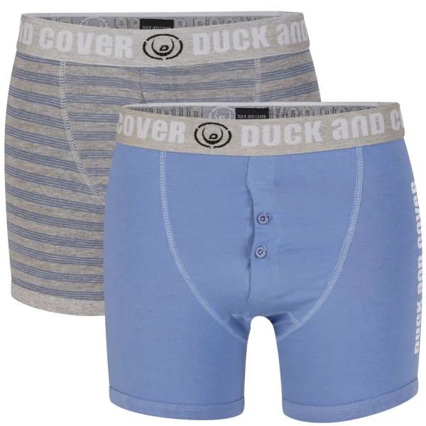 Duck and Cover Men's 2-Pack Boxer - Blue/ Grey Stripe - S - Blue/Grey Stripe Bild 1