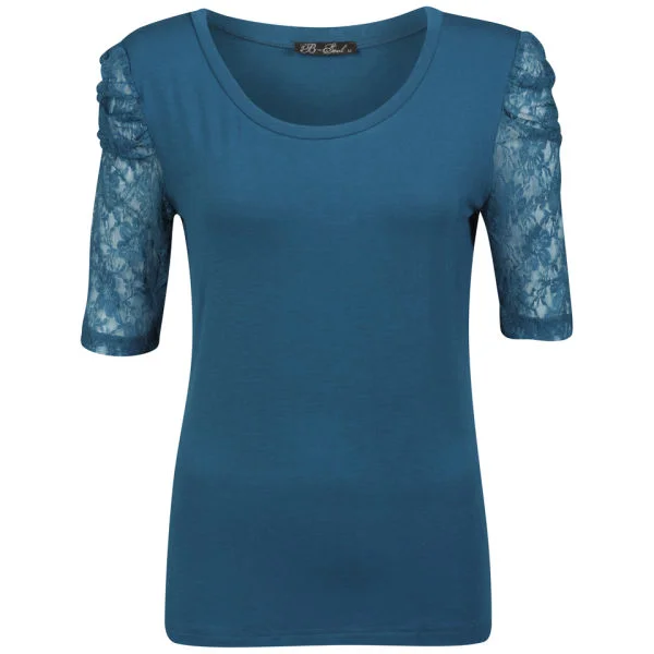 Brave Soul Women's Mischa Lace Sleeve Top - Dark Teel - S - Dark Teal Bild 1
