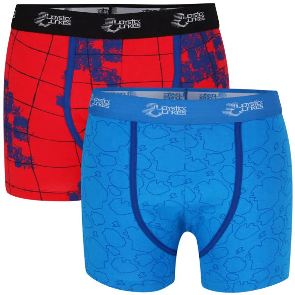 Joystick Junkies Men's Two Pack Boxers - Red Pattern / Blue - S - Red Pattern / Blue Bild 1