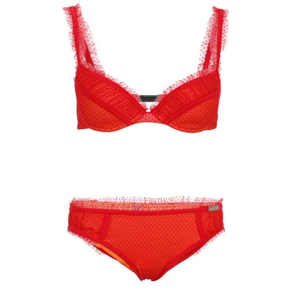 John Galliano Women's Polka Dot Lace Bikini - Red - 10 - Rot Bild 1