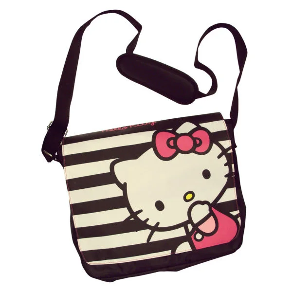 Hello Kitty Striped Messenger Bag - Black Bild 1