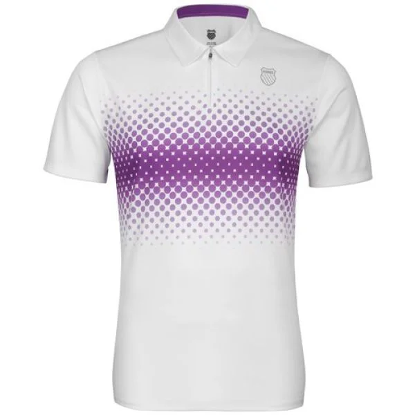 K-Swiss Men's Fading Stripe Polo Shirt - White/Purple Magic - S - White/Purple Magic Bild 1