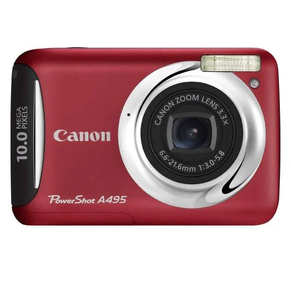 Canon PowerShot A495 10MP 3.3x Optical Zoom 2.5 Inch LCD - Red Bild 1
