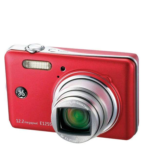 GE E1255W Digital Camera - Red (12.2MP, 5 x Optical Zoom, 3 Inch LCD) Bild 1