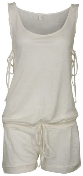 Chloe Women's Linen Playsuit - White - 10 - Cream Bild 1