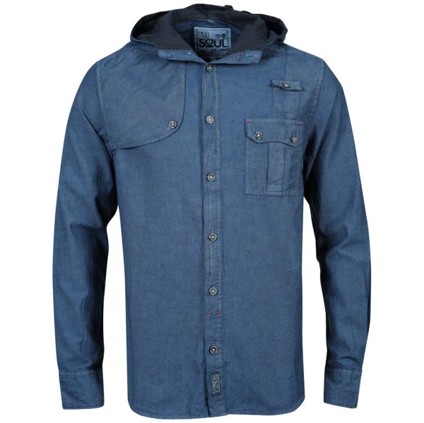55 Soul Men's Baruch Hooded Shirt - Denim - S - Denim Bild 1