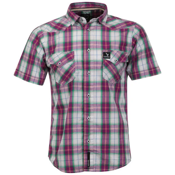 Benzini Men's Short Sleeved Check Shirt - Red - S Bild 1