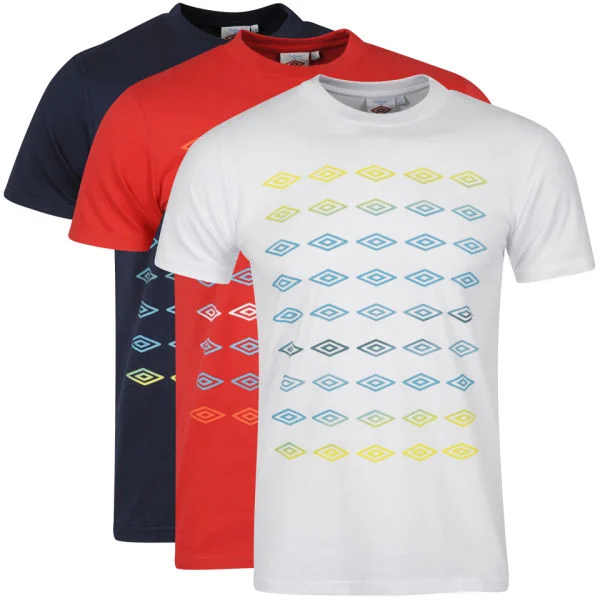 Umbro Men's 3-Pack T-Shirts - White / Red / Dark Navy - S - Bunt Bild 1