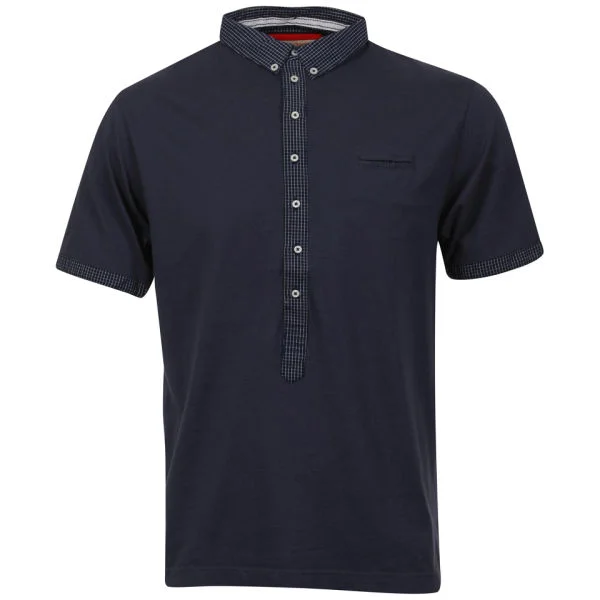 Brave Soul Men's Desha Polo with Contrast Placket - Deep Blue - S - Dunkelblau Bild 1