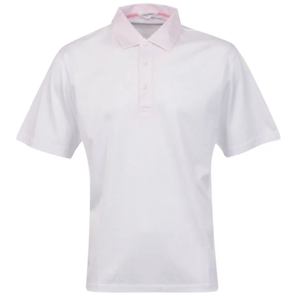 Calvin Klein Men's 3 Button Golf Polo - White/Pink - S - White/Pink Bild 1