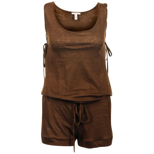 Chloe Women's Linen Playsuit - Brown - 10 - Braun Bild 1