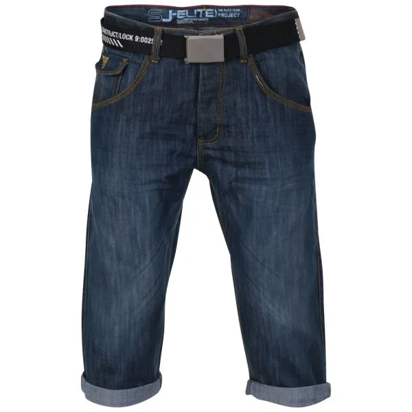 Smith & Jones Men's Belted Trip Denim Shorts - Midwash - 28 waist - Midwash Bild 1