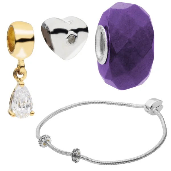Amadora Silver Bracelet & Three Charm Set Bild 1