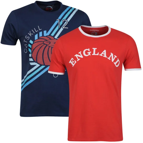 Catskill Men's 2-Pack Euston T-Shirts - Navy/Red - S - Navy/Red Bild 1