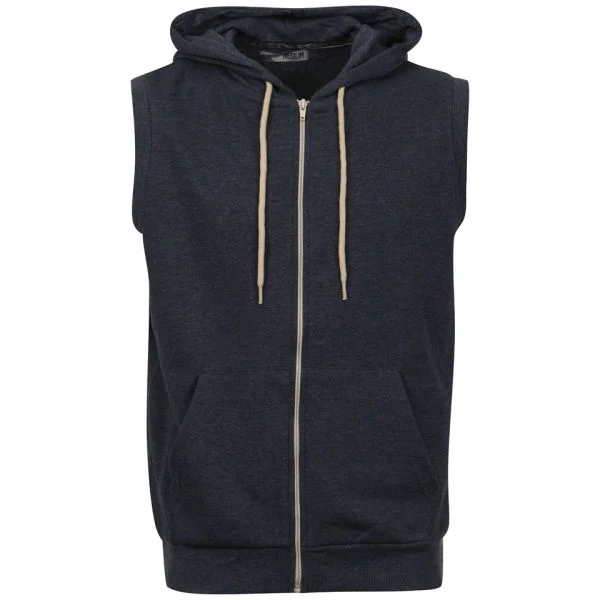 Brave Soul Men's Colombo Zip Thru Sleeveless Hoody - Denim/Ecru - S - Denim/Ecru Bild 1