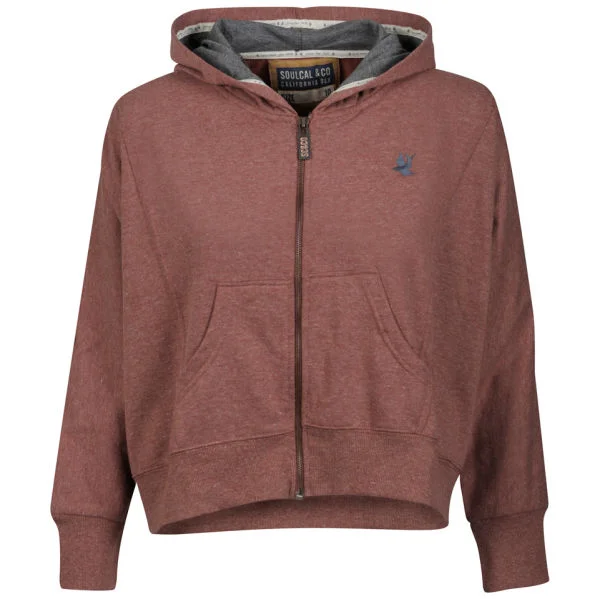 Soul Cal Women's Batwing Hooded Zip - Burgundy Marl - 6 - Burgundy Marl Bild 1