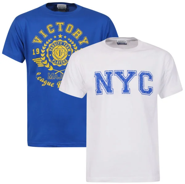 Men's 2-Pack T-Shirt - White NYC/Bright Blue Victory - S - Weiss-Blau Bild 1