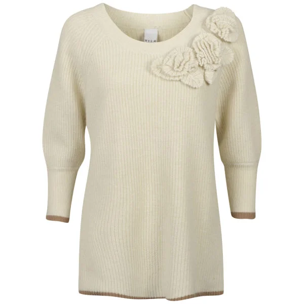 VILA Women's Albo Corsage Knitted Jumper - Cream - XS - Cream Bild 1