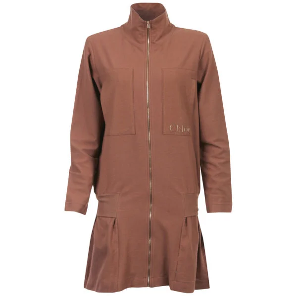 Chloe Women's Long Sleeve Zip Jacket Dress - Brown - 8 - Braun Bild 1