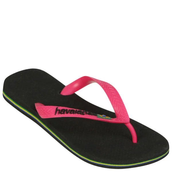 Havaianas Women's Brasil Logo Flip Flops - Black/Rose - 1/2 - Black/Rose Bild 1